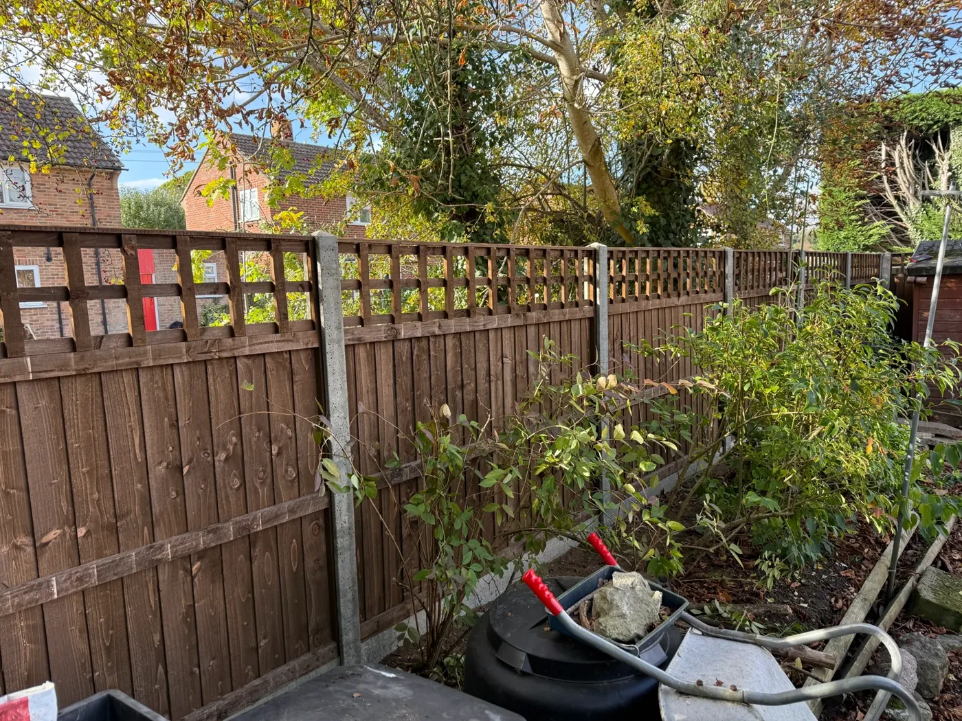 Fencing contractors installing a timber fence