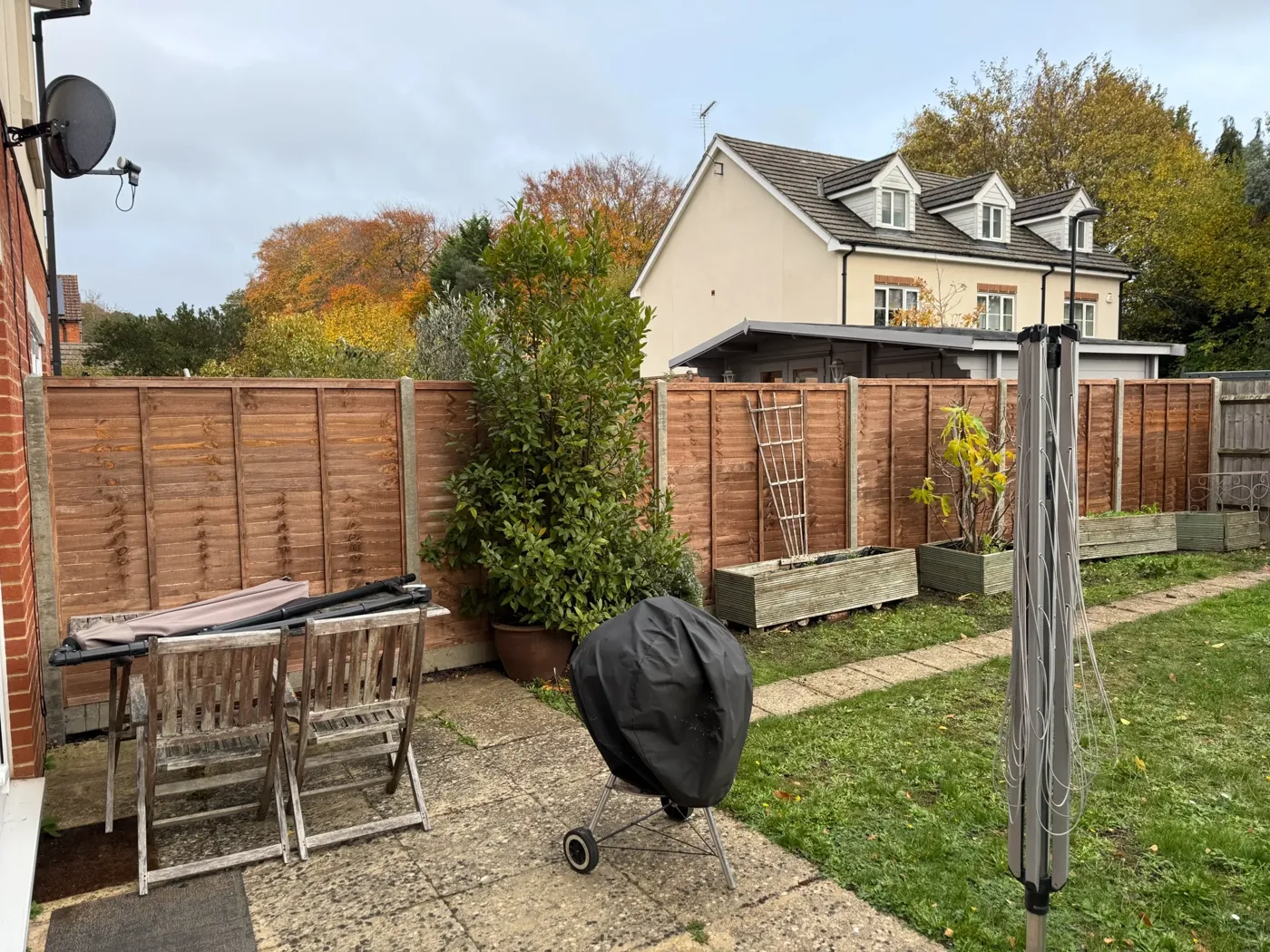New garden fence line installed along a boundary